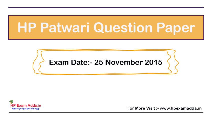 HP Patwari Previous Year Question Paper