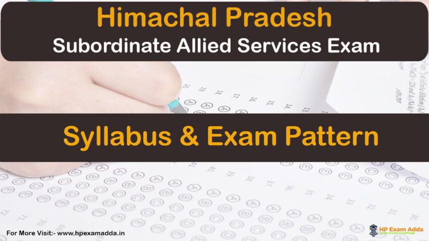 Syllabus For HP Subordinate Allied Services Exam